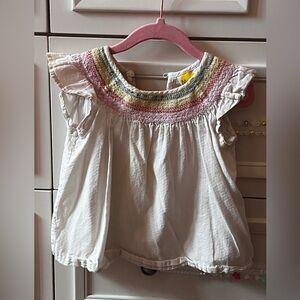 Mini Boden White Blouse with Rainbow Embroidery